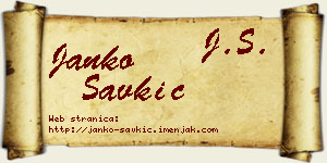 Janko Savkić vizit kartica